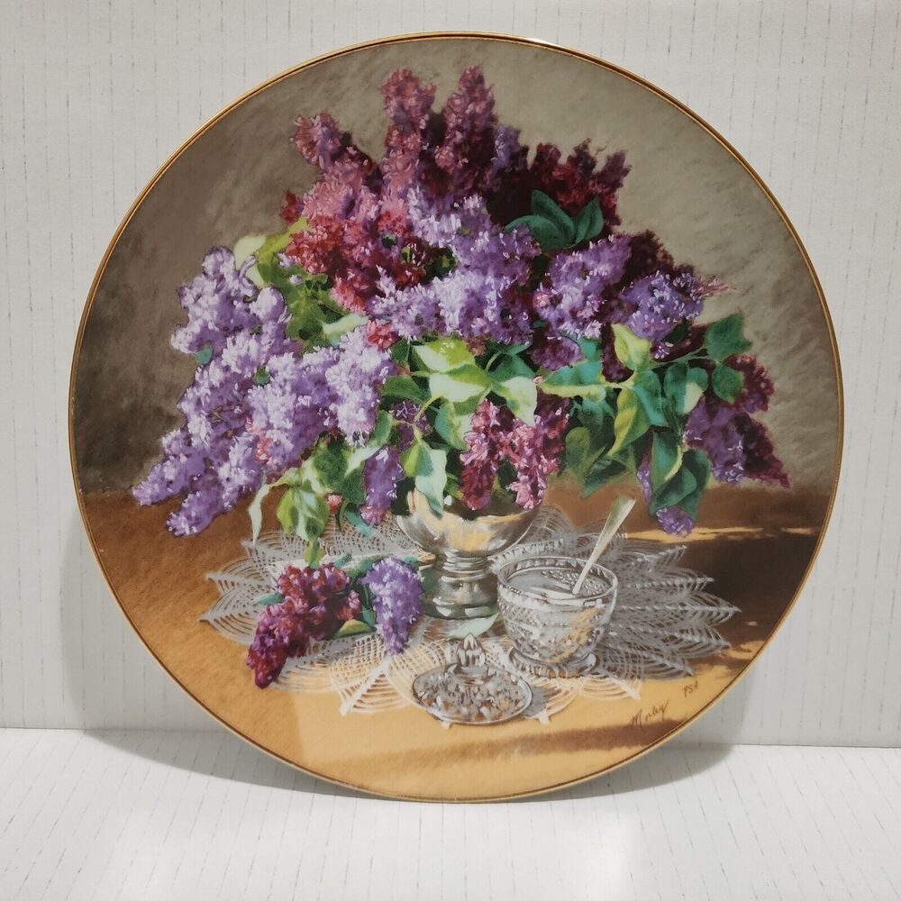 1988 W.S. George Collectors Plate Lilacs by Yvonne Morley Flowers of Your Garden - Picture 2 of 3
